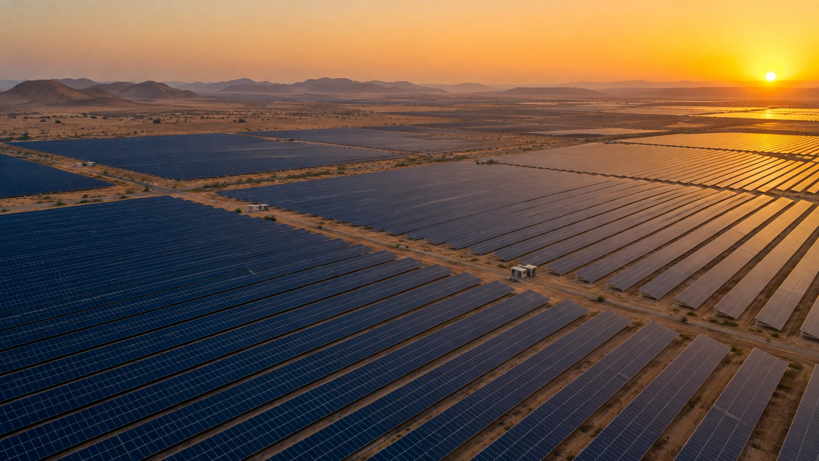 Concept solar generation asset at sunrise